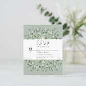 Sage Green Eucalyptus Wedding 出欠カード (スタンド正面)
