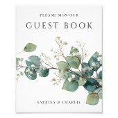 Sage Green Eucalyptus Wedding Guest Book Sign フォトプリント (正面)
