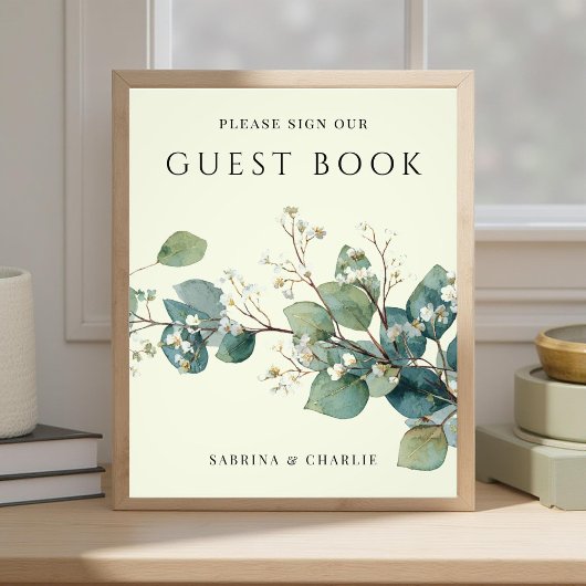 Sage Green Eucalyptus Wedding Guest Book Sign フォトプリント