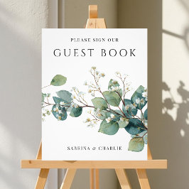 Sage Green Eucalyptus Wedding Guest Book Sign フォトプリント