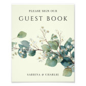 Sage Green Eucalyptus Wedding Guest Book Sign フォトプリント (正面)