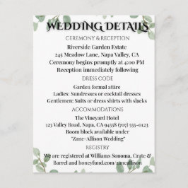 Sage Green Eucalyptus Wedding Info Card エンクロージャーカード