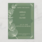 Sage Green Eucalyptus Wedding Save The Date セーブザデート (正面)