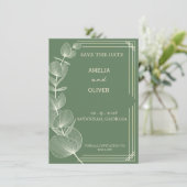 Sage Green Eucalyptus Wedding Save The Date セーブザデート (スタンド正面)