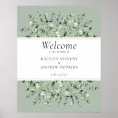 Sage Green Eucalyptus Wedding Welcome ポスター (正面)