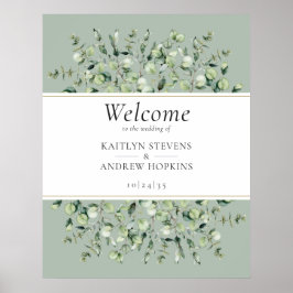 Sage Green Eucalyptus Wedding Welcome  ポスター