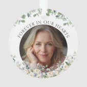 Sage Green Eucalyptus White Roses Remembrance オーナメント (裏面)