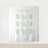 Sage Green Fabric Wedding Seating Chart タペストリー (正面)