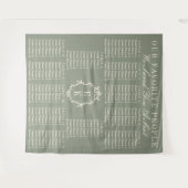 Sage Green Fabric Wedding Seating Chart Banner タペストリー (正面(横))