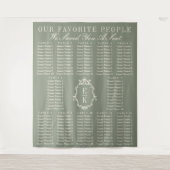 Sage Green Fabric Wedding Seating Chart Banner タペストリー (正面)