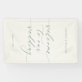 Sage Green Fabric Wedding Welcome Banner 横断幕 (横)