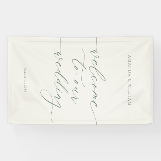 Sage Green Fabric Wedding Welcome Banner 横断幕 (横)