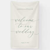 Sage Green Fabric Wedding Welcome Banner 横断幕 (縦)