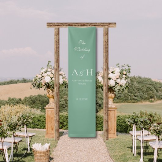 Sage Green Fabric Wedding Welcome Banner 横断幕