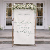 Sage Green Fabric Wedding Welcome Banner 横断幕
