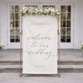 Sage Green Fabric Wedding Welcome Banner 横断幕