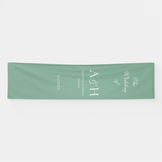 Sage Green Fabric Wedding Welcome Banner 横断幕 (横)