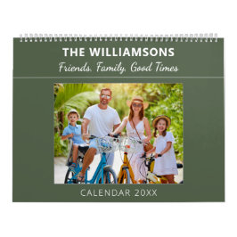 Sage Green Family and Friends Custom Photo Collage カレンダー
