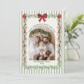Sage Green Family Photo Christmas Holiday Card シーズンカード (スタンド正面)