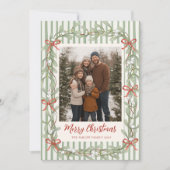 Sage Green Family Photo Christmas Holiday Card シーズンカード (正面)