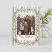 Sage Green Family Photo Christmas Holiday Card シーズンカード (スタンド正面)