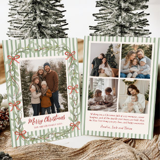 Sage Green Family Photo Christmas Holiday Card シーズンカード