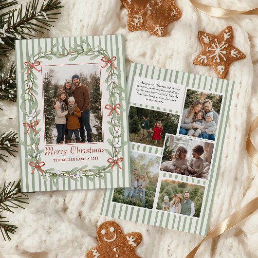 Sage Green Family Photo Christmas Holiday Card シーズンカード