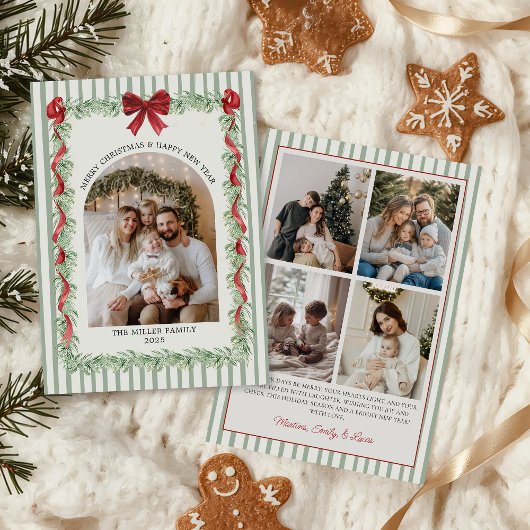 Sage Green Family Photo Christmas Holiday Card シーズンカード