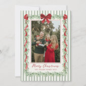 Sage Green Family Photo Christmas Holiday Card シーズンカード (正面)