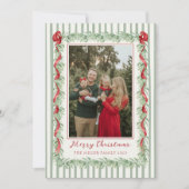 Sage Green Family Photo Christmas Holiday Card シーズンカード (正面)