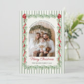 Sage Green Family Photo Christmas Holiday Card シーズンカード (スタンド正面)