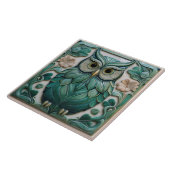 Sage green faux relief Art Nouveau Owl タイル (側面)
