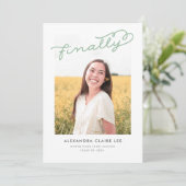 Sage Green Finally Photo Graduation発表 招待状 (スタンド正面)