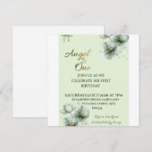 Sage Green Flat Save the Date カード| Save the Date セーブザデート (正面/裏面)
