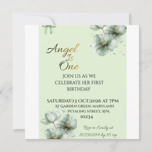 Sage Green Flat Save the Date カード| Save the Date セーブザデート (正面)