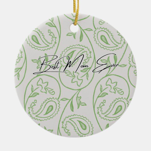Sage green floral セラミックオーナメント (正面)