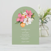 Sage Green Floral Arch オールインワン ウェディング 招待状 (スタンド正面)
