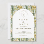 Sage Green Floral Arch Wedding セーブザデート (正面)