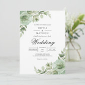 Sage Green Floral Arch Wedding 招待状 (スタンド正面)