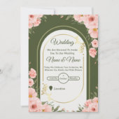 Sage Green Floral Arch Wedding Invitation 招待状 (正面)
