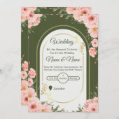 Sage Green Floral Arch Wedding Invitation 招待状 (正面/裏面)