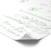 Sage Green Floral Baby Shower Welcome Sign ポスター (角)