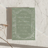  Sage Green Floral Boho Botanical QR Code Wedding 招待状