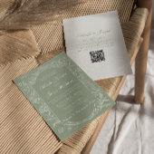 Sage Green Floral Boho Botanical QR Code Wedding 招待状