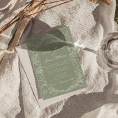  Sage Green Floral Boho QR Code Photo Wedding 招待状