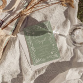 Sage Green Floral Botanical QR Code Photo Wedding 招待状