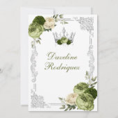 Sage Green Floral Butterfly Quinceanera 招待状 (裏面)