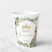 Sage Green Floral Butterfly Tiara Quinceañera 紙コップ (裏面)