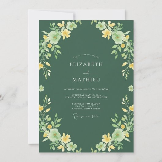 Sage Green Floral Canopy Wedding 招待状 (正面)