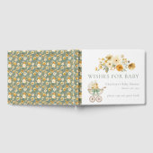 Sage Green Floral Carriage Baby Shower Guest Book ゲストブック (全面)